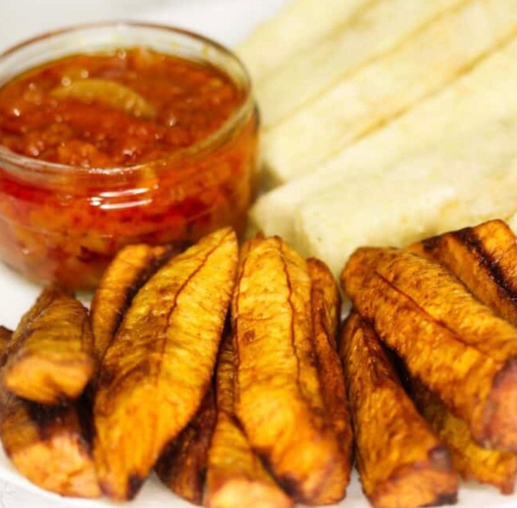 Fried Yam with Pepper Sauce