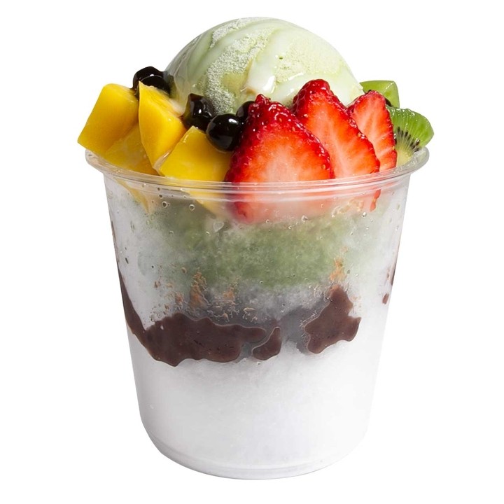 #4 Green Tea Shaved Ice (w/ Red Bean)