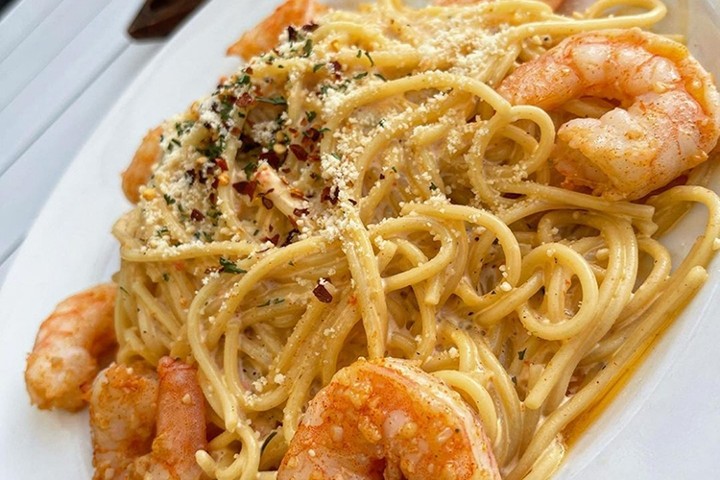 PASTA CON CAMARONES AL AJILLO