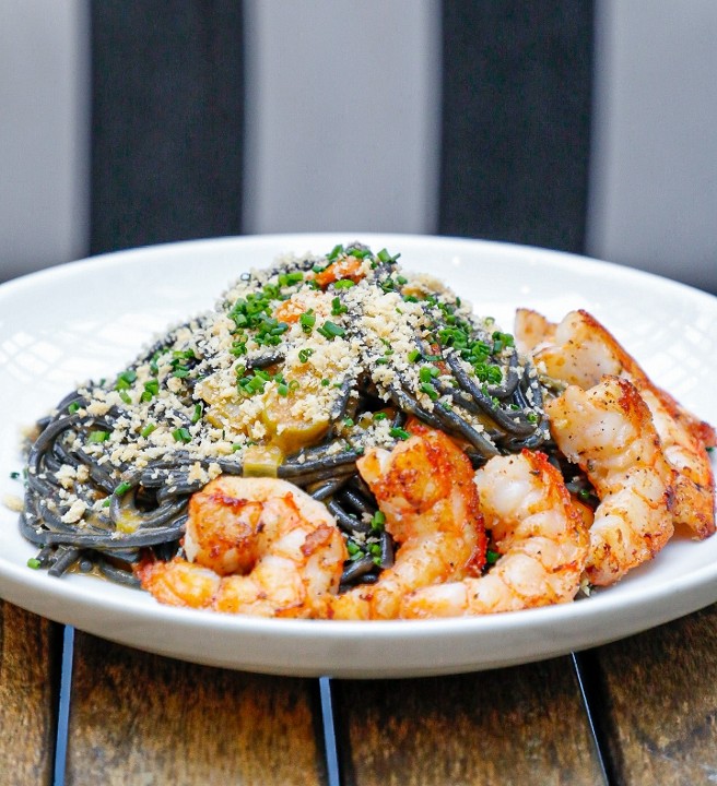 SQUID INK PASTA WITH SHRIMP