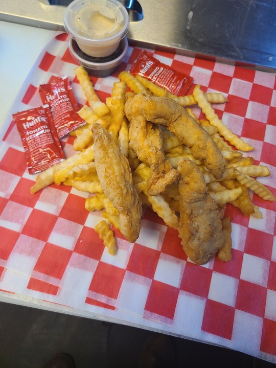Breaded Chicken Strips and Fries