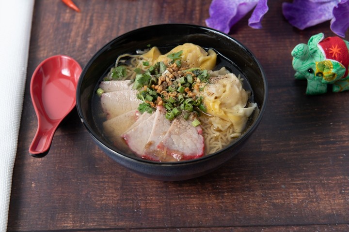 Egg Noodle Soup with Wontons & Red Pork