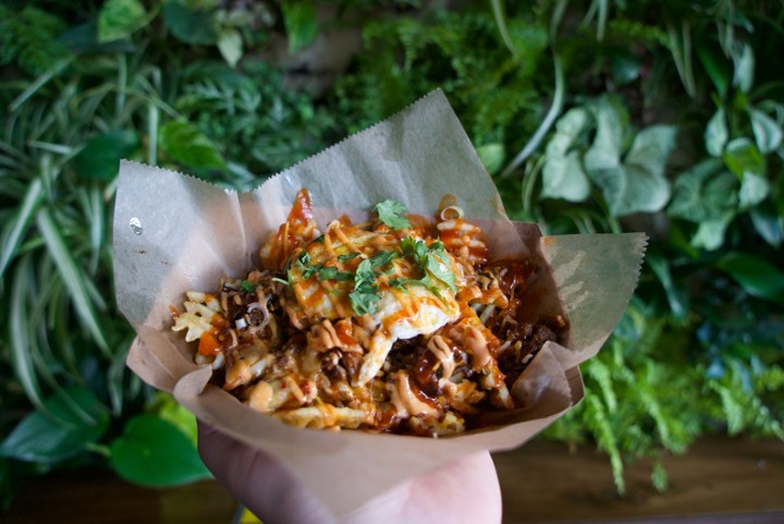 The Kimchi Bul-Fries <13.5 dollar is base price before meat>