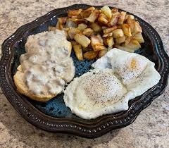 Eggs, HF, Sausage Gravy & Biscuits