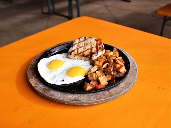 Grilled Pork Chop & Eggs