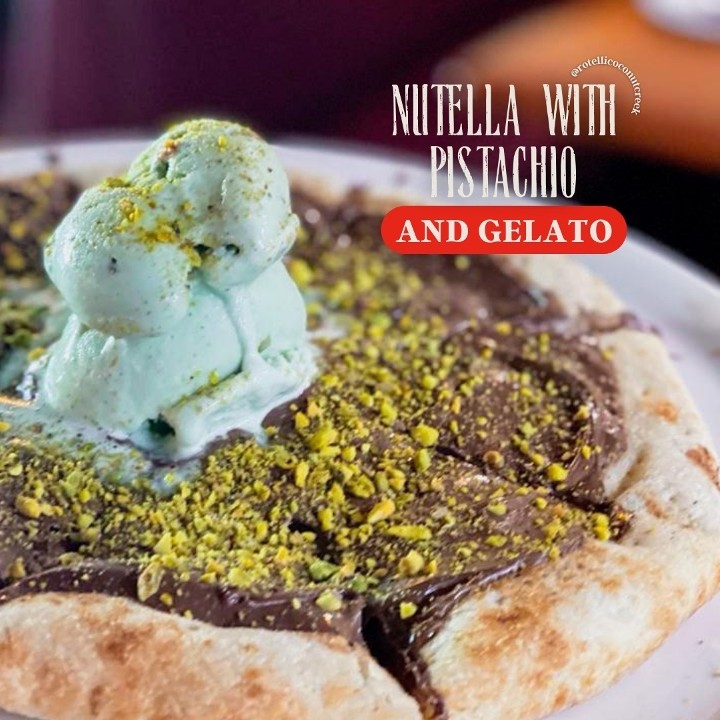 10" Nutella Pizza with Pistachio gelato