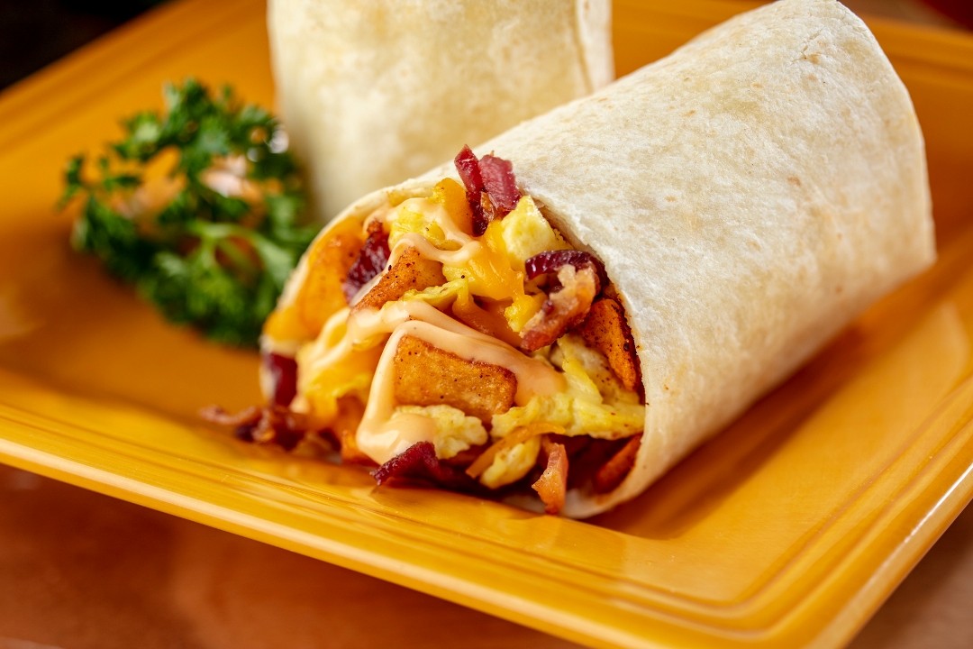 Breakfast Fireman Special (Large size burrito, double portions)