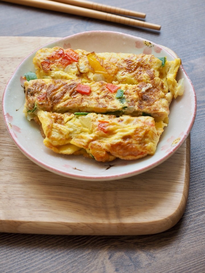 Onion and Peppers Omelette Breakfast