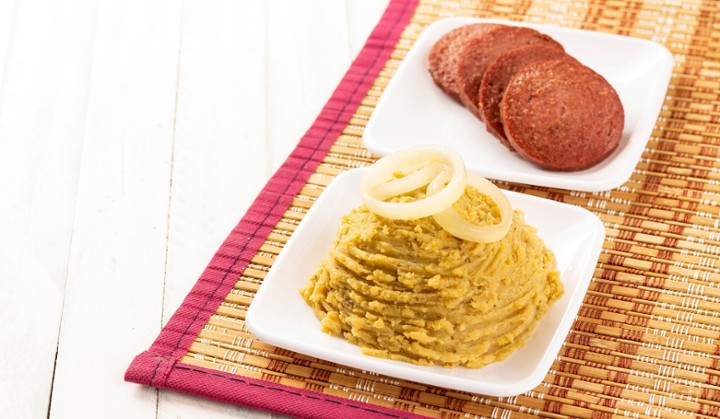 Mangu With Dominican Salami