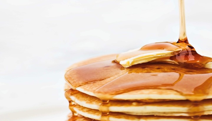 3 Golden brown pancakes breakfast