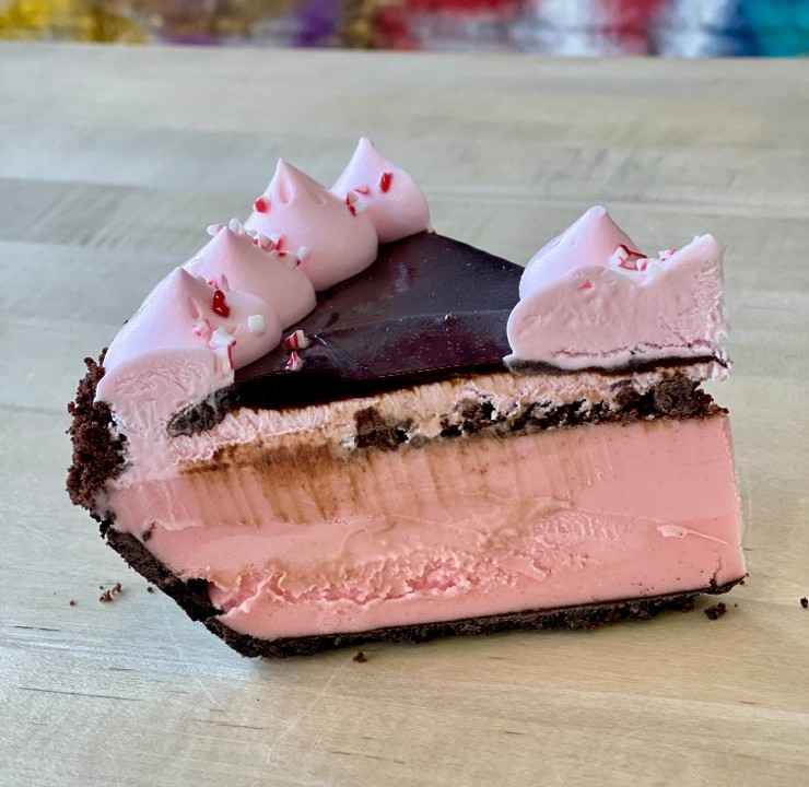 Slice of Peppermint Fudge Softserve Pie (Vegan)