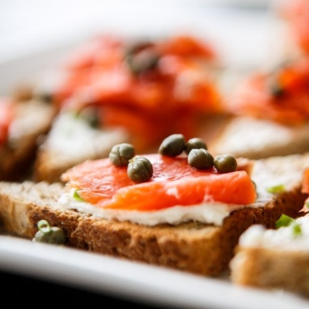 SMOKED SALMON + DILL CREAM CHEESE + CAPERS TOAST
