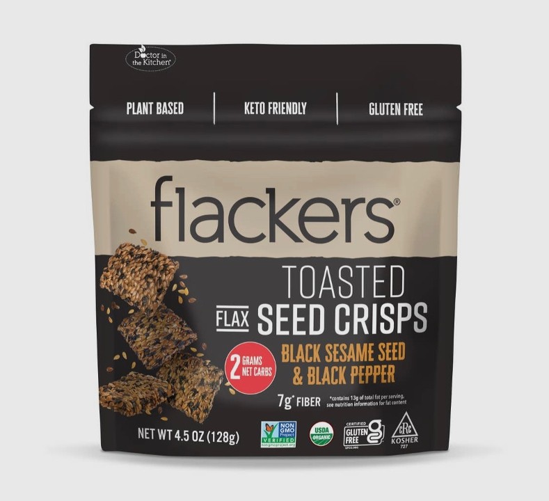 Flackers Toasted Seed Crisps - Black Sesame & Black Pepper