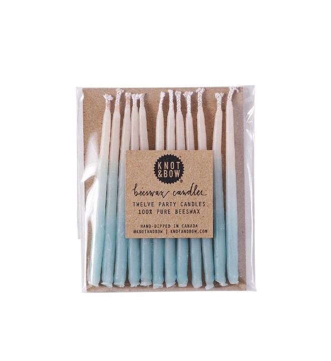 Knot & Bow Party Candles - Aqua Ombre