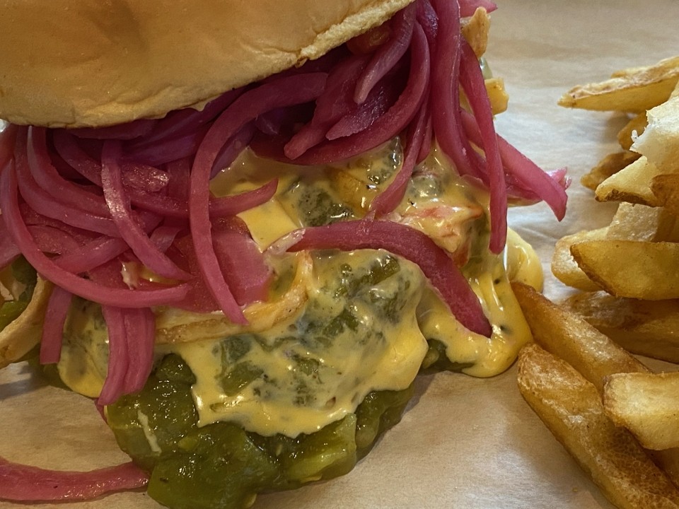 Green Chili Queso Burger