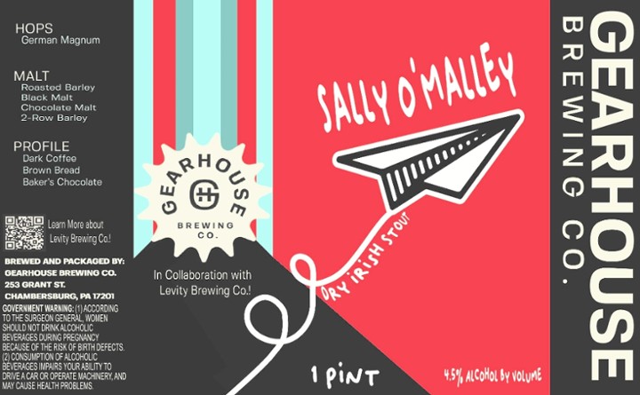 Sally O'Malley Irish Stout 16oz/Can