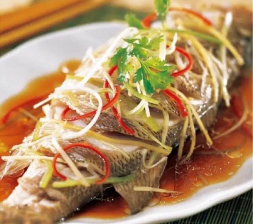 👍清蒸海鲈鱼steamed sea bass with bones