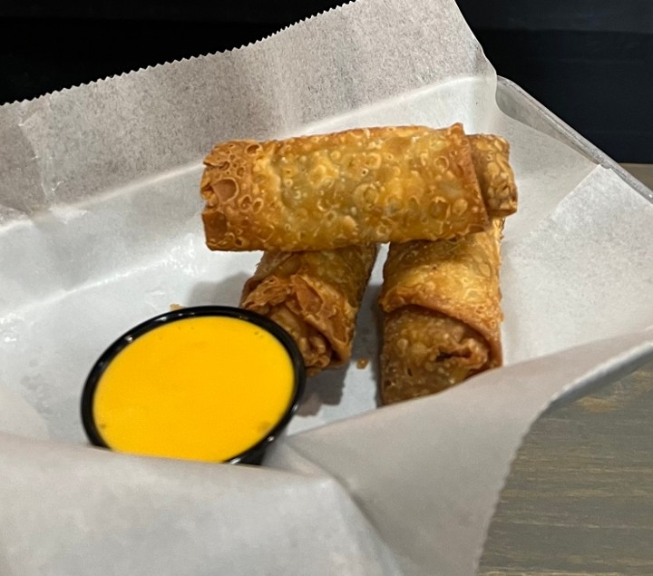 CHEESE STEAK EGG ROLLS (3) W/SIDE OF CHEEZ WHIZ