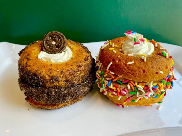 Parve Cookies N' Cream and Chocolate Peanut Butter Donut Ice Cream Sandwiches 8 Ct