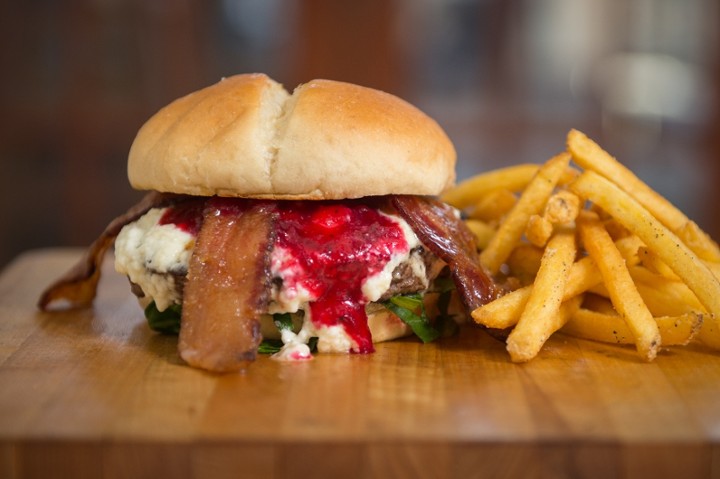 THE FETA CRANBERRY CANDIED BACON BURGER