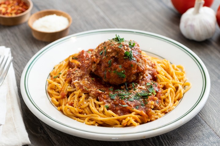 Spaghetti with a Giant Meatball