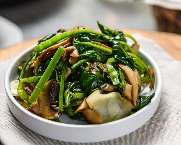 Snow Peas, Spinach & Mushroom