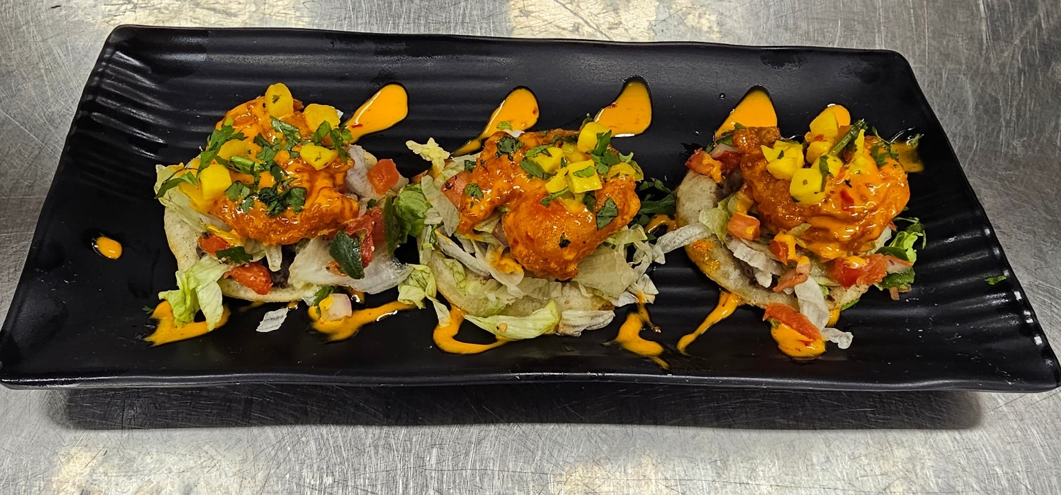 BANGIN’ SHRIMP TOSTADAS