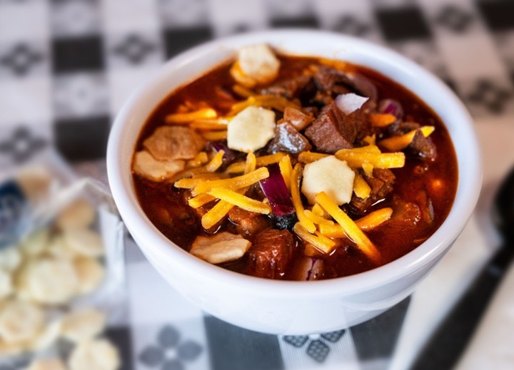 Cup of 3-Bean Chili - Loaded (Onions, Sour Cream, Cheddar Cheese)