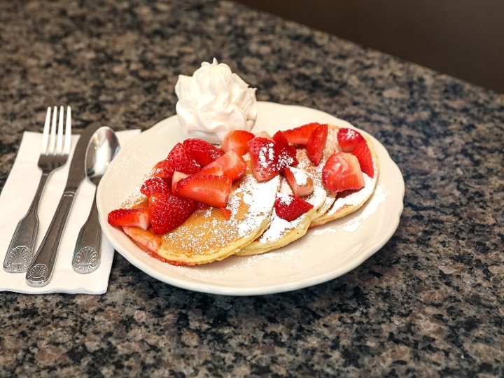 HALF ORDER  FRESH STRAWBERRY PANCAKES